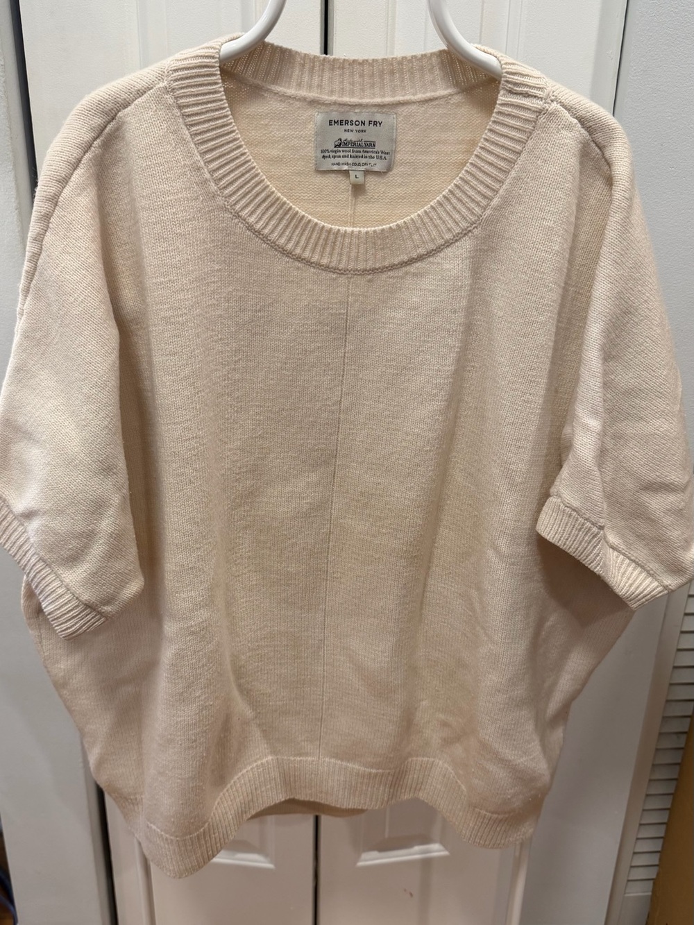 Emerson Fry Short Sleeve Sweater Pullover Women’s Size L 100% Wool